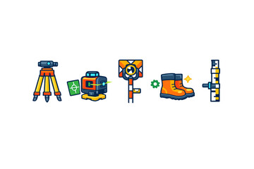 Surveying Equipment and Gear Icons