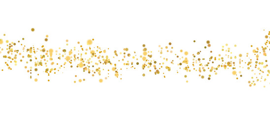 Gold glitter bokeh lights background, golden luxury festive sparkle particles isolated on transparent © Helga