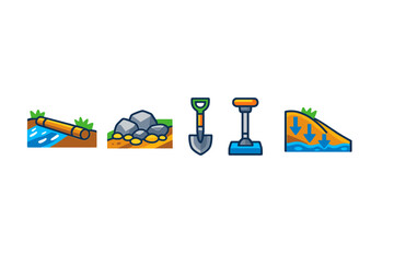 Collection of construction and earthwork icons
