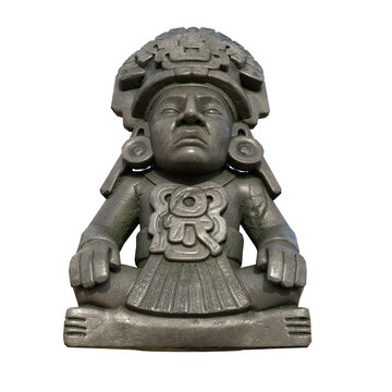 Aztec Chac Mool reproduction isolated over a white background