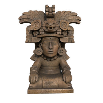 Aztec Chac Mool reproduction isolated over a white background