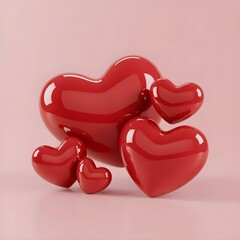 Glossy Love: A Symphony of Red Hearts