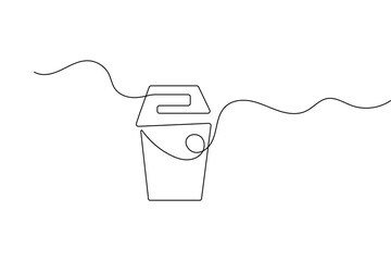 Obraz premium Minimalist trash can linear illustration created with a single continuous stroke