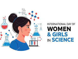 International day of women and girls in science illustration