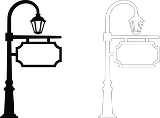 Fototapeta premium Traditional Street Lamp Sign Silhouette Black Design