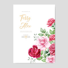 Elegant Watercolor Rose Wedding Invitation Card