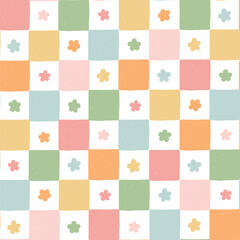 Checkered floral seamless pattern for wallpaper, textile prints, wrapping paper, scrapbooking, stationery, backgrounds, etc. EPS 10