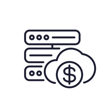 server cost or saas pricing line icon