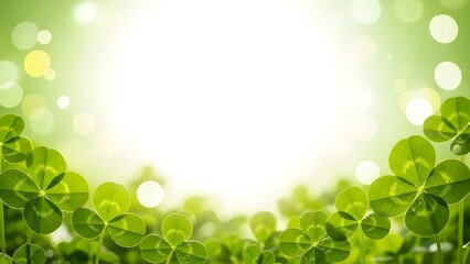 Tr&eacute;bol verde con fondo de luz solar