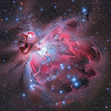 Tarantula Nebula Detail &mdash; Square Composition of Emission Filaments and Dense Star Cluster