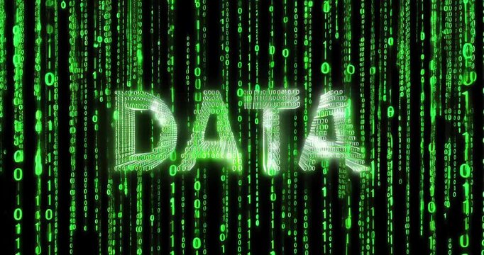 Dynamic green binary code streaming in futuristic digital tunnel