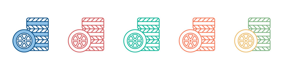 Wheels Icon Set Multiple Style Collection 
