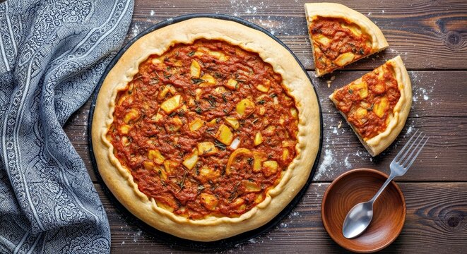 Traditional Croatian Soparnik Savory Pie with Rustic Texture and Dusting of Flour