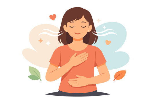 Woman breathing deeply and peacefully