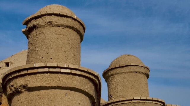 The Agybay Batyr Mausoleum. The structure is constructed of mud bricks and clay mortar.