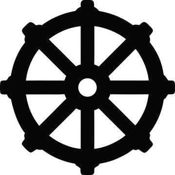 buddhist dharmachakra silhouette vector illustration on transparent background