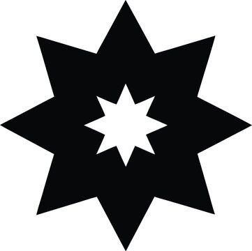 bah nine pointed star silhouette vector illustration on transparent background