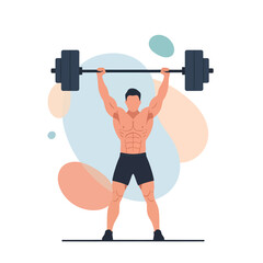 Fototapeta premium Man Lifting Heavy Barbell with Weights.