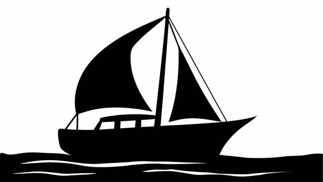 Sailing boat on calm waters with full sail