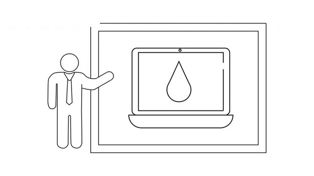 Presentation on Water Conservation - Line Art Illustration.