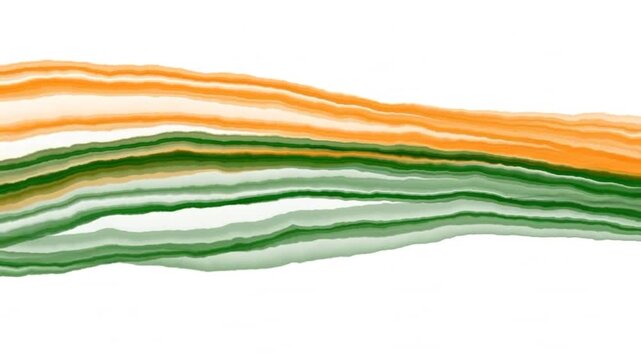 Flowing Indian tricolour animation with saffron, white and green waves blending smoothly.