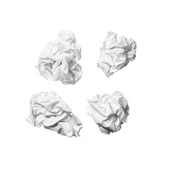Fototapeta premium Four Crumpled White Paper Balls , Isolated Elements