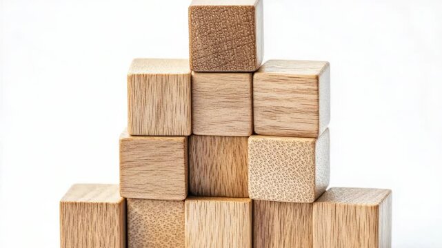 Footage A pile of wooden blocks stacked high, great for building and construction scenes