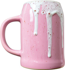 pink beer mug with foam