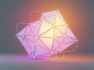 Abstract geometric prism with interconnected nodes