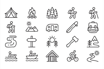 Fototapeta premium Hiking and Camping Symbols for Travel Interfaces and Nature Apps