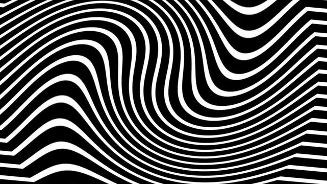 Abstract image featuring wavy black and white lines creating an optical illusion effect, ideal for modern design projects.