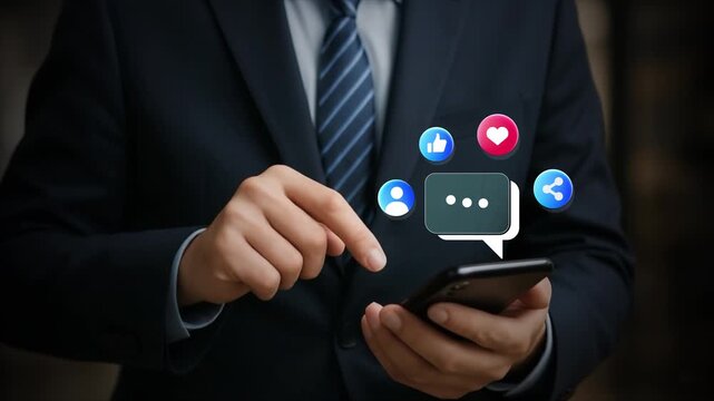 man Using Smartphone for Social Media While Working From Home &ndash; Remote Work and Digital Lifestyle Concept