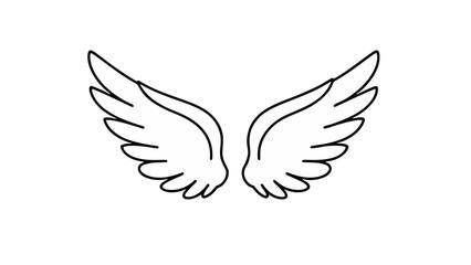 Obraz premium An illustration of angel wings spread wide viewed from the front, symbolizing freedom and protection, '22.eps' reference
