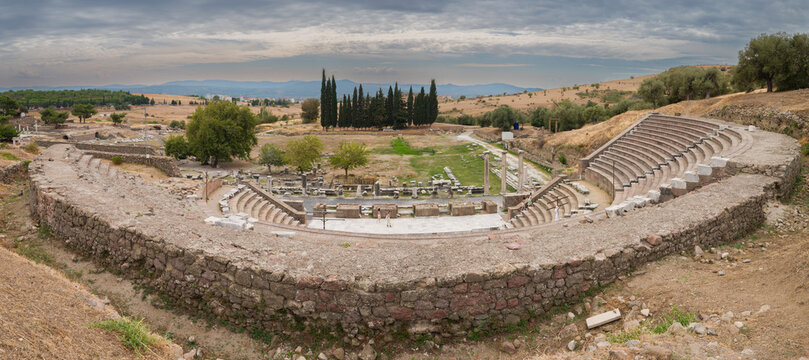 Pergamon Asklepieion ancient theatre. A temple of healing. Pergamon, Izmir, T&uuml;rkiye.