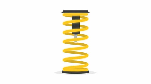 Yellow Coil Spring and Shock Absorber Animation