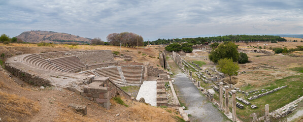 Pergamon Asklepieion ancient theatre. A temple of healing. Pergamon, Izmir, T&uuml;rkiye.
