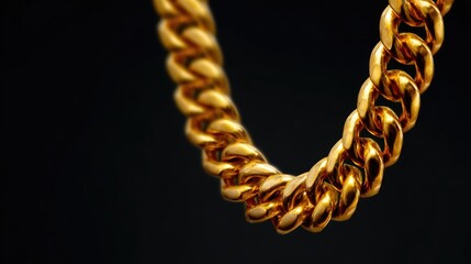 Obraz premium Luxury gold chain necklace macro with dramatic lighting on black background