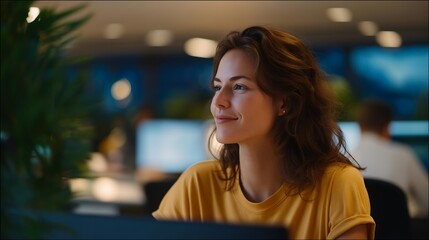 A productive workday includes moments like an open office break, allowing employees to relax, exchange ideas, and improve overall performance. cinematic color correction, natural uneven lighting