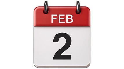 February second calendar date icon isolated on background 