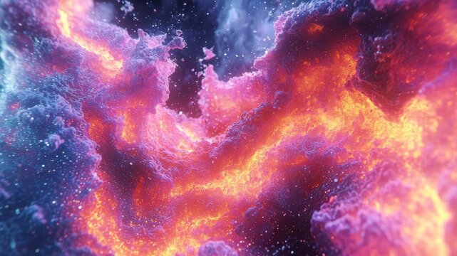 Explore the vibrant colors and patterns in a cosmic cloud full of energy and movement