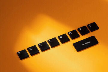 Fototapeta premium Black keyboard keys spelling 