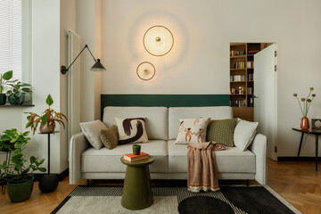 Cozy Living Room Interior with Stylish Decor and Natural Light