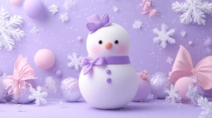Obraz premium a snowman. christmas decorations with pastel color background
