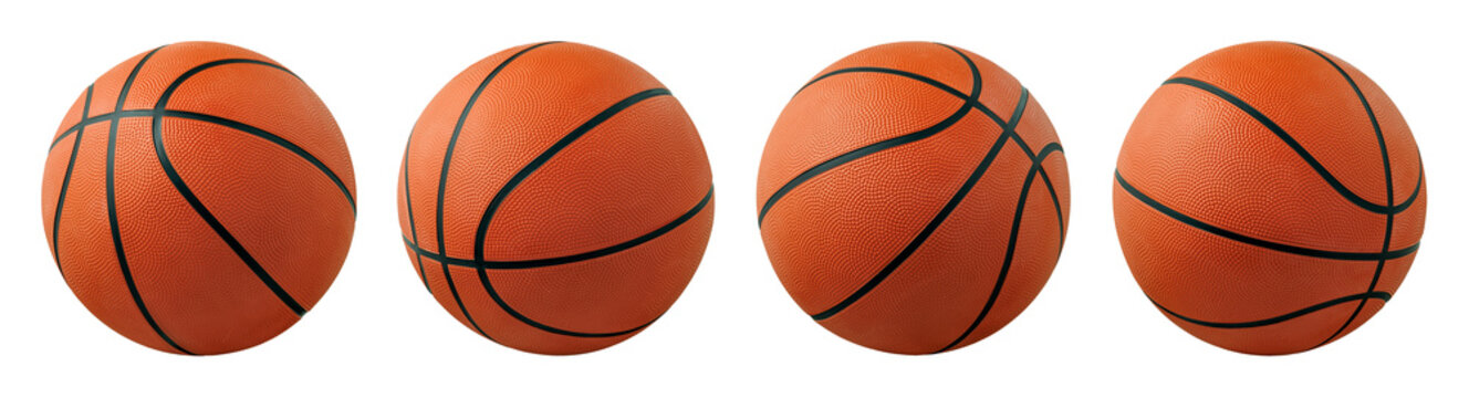 Set of basketball balls isolated on white