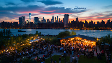 Rooftop Party Timelapse Over Brooklyn Skylin Ee284C2F