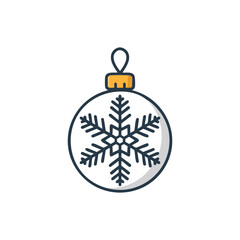 Obraz premium A shiny blue glass bauble ornament with a snowflake illustration hangs on a Christmas tree as a decorative winter holiday sphere for a New Year celebration