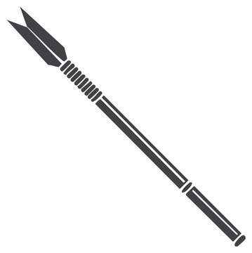 Simple silhouette icon of a traditional ancient hunting spear or harpoon weapon
