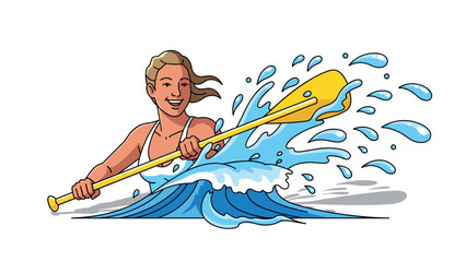 Dynamic kayaking adventure with splashing waves and energetic motion