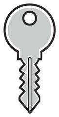 Cartoon Key Illustration for Security Access and Protection with Simple Icon