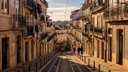 Fototapete Rund Enge Straßen old houses in venice  © Intnindriy
